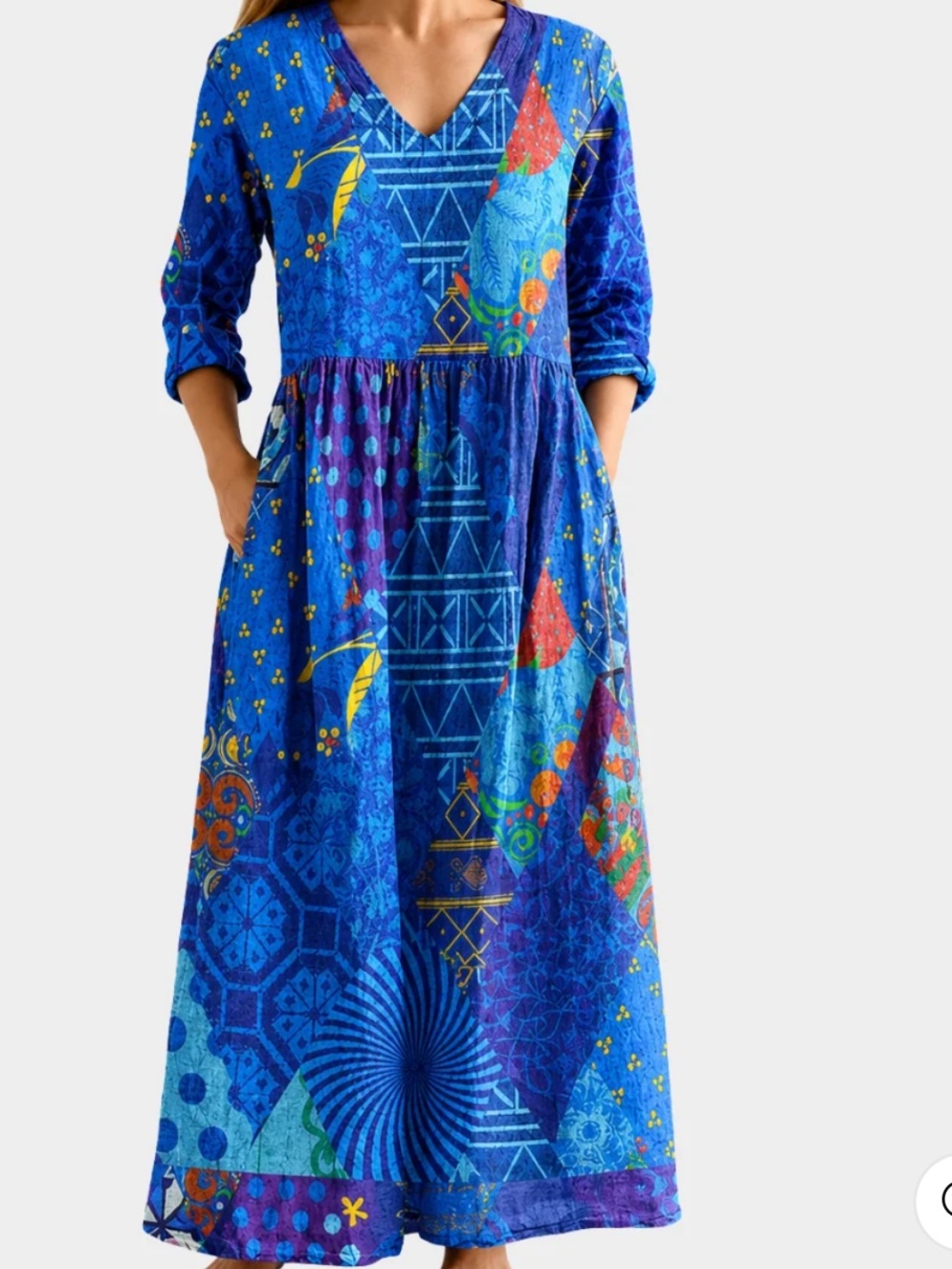 Amazon Blue  Boho Printed Dress  size XL